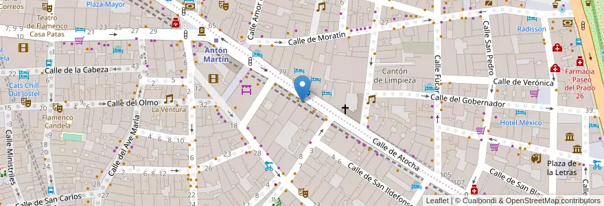 Mapa de ubicacion de Atocha 70 en Spagna, Comunidad De Madrid, Comunidad De Madrid, Área Metropolitana De Madrid Y Corredor Del Henares, Madrid.