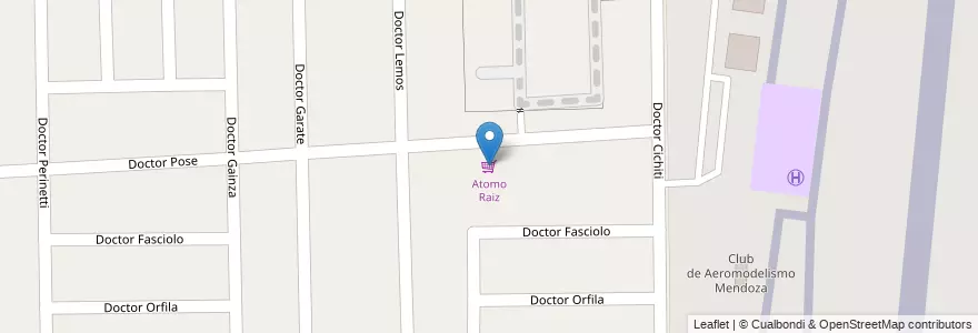 Mapa de ubicacion de Atomo Raiz en アルゼンチン, チリ, メンドーサ州, Distrito El Challao.