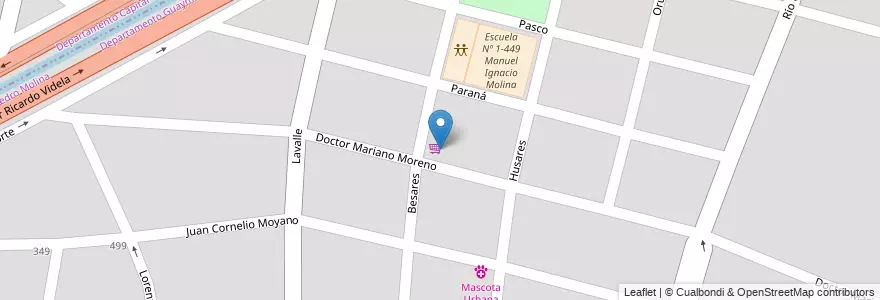 Mapa de ubicacion de Atomo Supermercado en Arjantin, Şili, Mendoza, Departamento Guaymallén, Distrito Pedro Molina.