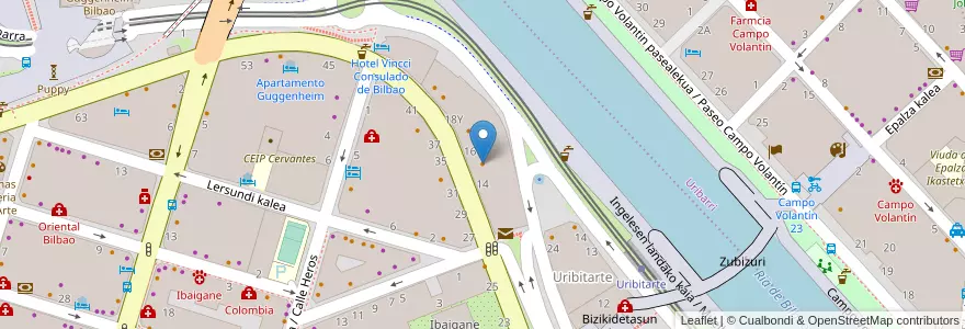 Mapa de ubicacion de Attico 14 Cafe en スペイン, バスク州, Bizkaia, Bilboaldea, ビルバオ.