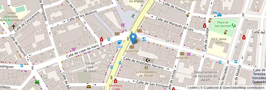Mapa de ubicacion de Attijariwafa en スペイン, マドリード州, Comunidad De Madrid, Área Metropolitana De Madrid Y Corredor Del Henares, Madrid.