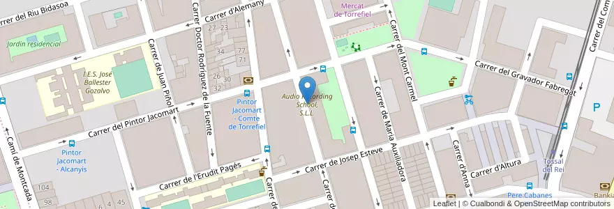 Mapa de ubicacion de Audio Recording School, S.L.L. en 스페인, Comunitat Valenciana, València / Valencia, Comarca De València, València.