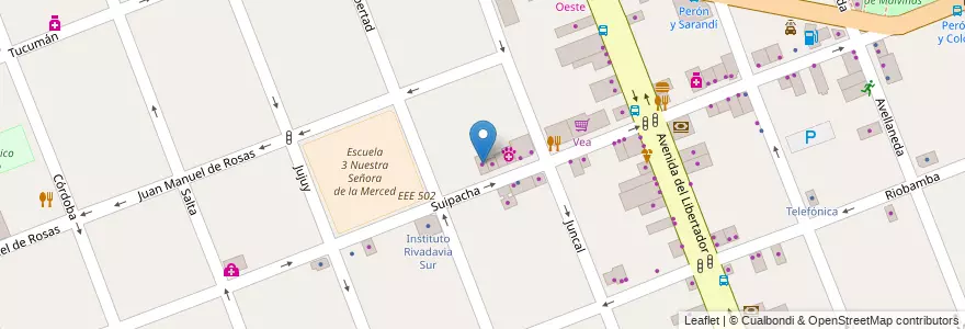 Mapa de ubicacion de Audio Xtreets en アルゼンチン, ブエノスアイレス州, Partido De Merlo, Merlo.