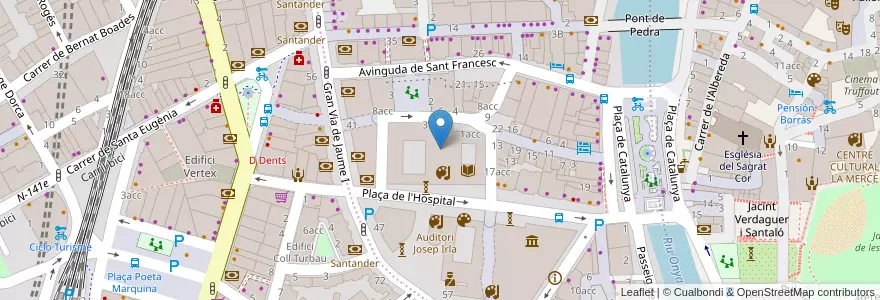 Mapa de ubicacion de Auditori Josep Viader en إسبانيا, كتالونيا, جرندة, Gironès, جرندة.