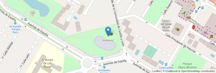 Mapa de ubicacion de Auditorio en إسبانيا, منطقة مدريد, منطقة مدريد, Área Metropolitana De Madrid Y Corredor Del Henares, Las Rozas De Madrid.