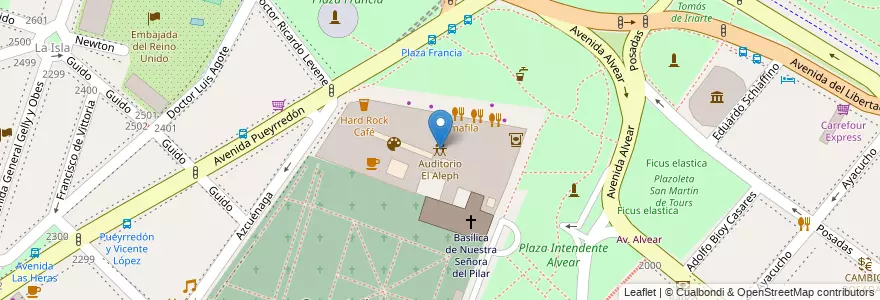Mapa de ubicacion de Auditorio El Aleph, Recoleta en الأرجنتين, Ciudad Autónoma De Buenos Aires, Comuna 2, Buenos Aires.