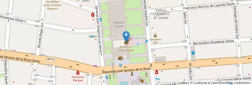 Mapa de ubicacion de Auditorio Eloy Camus en الأرجنتين, سان خوان, تشيلي, Capital.
