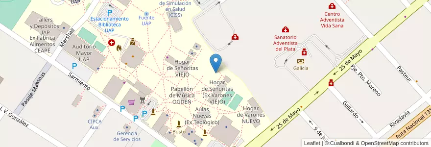 Mapa de ubicacion de Auditorio Jardín de Oración en آرژانتین, استان انتره ریوس, Departamento Diamante, Libertador San Martín, Distrito Palmar.