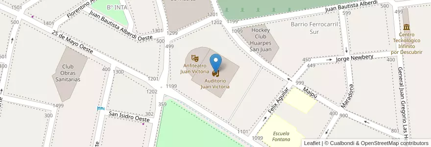 Mapa de ubicacion de Auditorio Juan Victoria en Arjantin, San Juan, Şili, Capital.