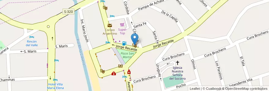 Mapa de ubicacion de Auditorio Milac Navira en 阿根廷, Córdoba, Departamento San Alberto, Pedanía Tránsito, Mina Clavero, Municipio De Mina Clavero.