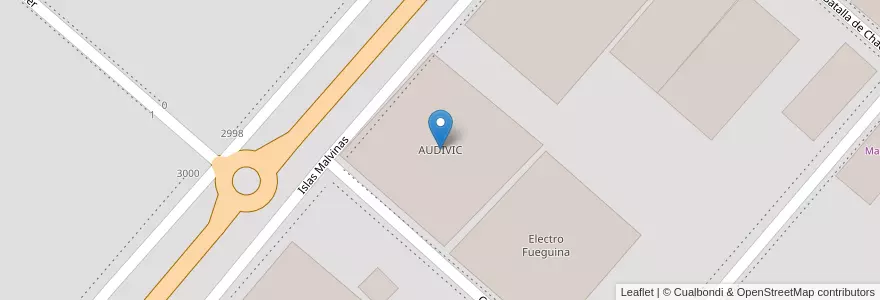Mapa de ubicacion de AUDIVIC en アルゼンチン, ティエラ・デル・フエゴ州, チリ, Río Grande, Departamento Río Grande.