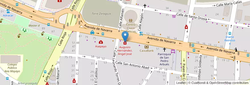 Mapa de ubicacion de Augusto Hernández, Ángel José en İspanya, Aragón, Zaragoza, Zaragoza, Zaragoza.