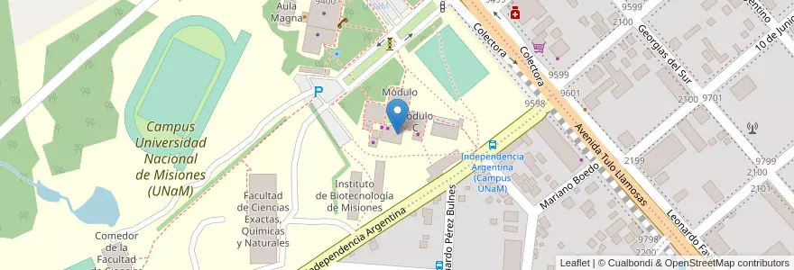 Mapa de ubicacion de Aula B10 en 아르헨티나, Misiones, Departamento Capital, Municipio De Posadas.