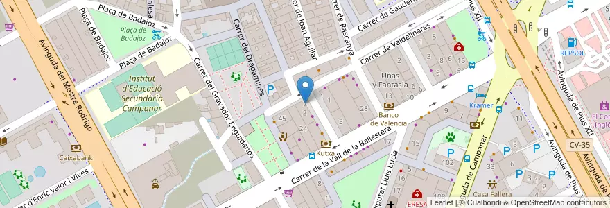 Mapa de ubicacion de Aula de Musica Divisi en 스페인, Comunitat Valenciana, València / Valencia, Comarca De València, València.