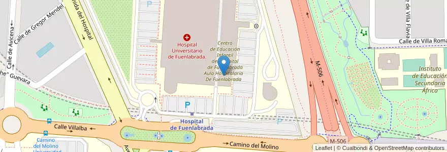 Mapa de ubicacion de Aula Hospitalaria De Fuenlabrada en スペイン, マドリード州, Comunidad De Madrid, Área Metropolitana De Madrid Y Corredor Del Henares, Fuenlabrada.