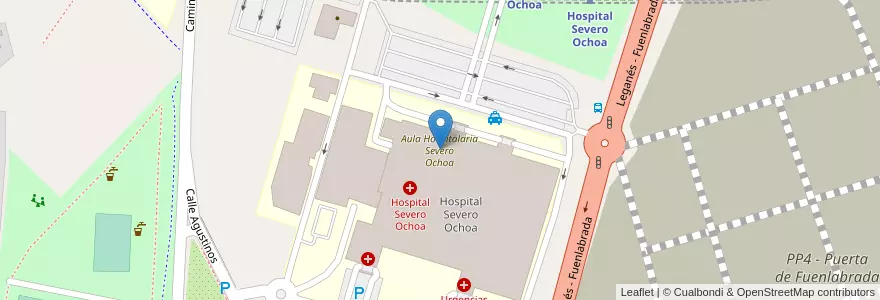 Mapa de ubicacion de Aula Hospitalaria Severo Ochoa en Espanha, Comunidade De Madrid, Comunidade De Madrid, Área Metropolitana De Madrid Y Corredor Del Henares, Leganés.