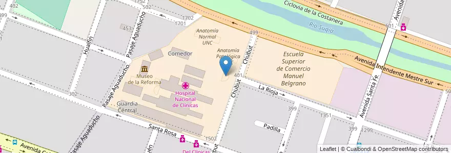 Mapa de ubicacion de Aula Mayor Clinicas UNC en الأرجنتين, Córdoba, Departamento Capital, Pedanía Capital, Córdoba, Municipio De Córdoba.