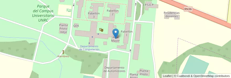 Mapa de ubicacion de Aula Mayor en 阿根廷, Córdoba, Departamento Río Cuarto, Pedanía Río Cuarto, Municipio De Las Higueras, Las Higueras.