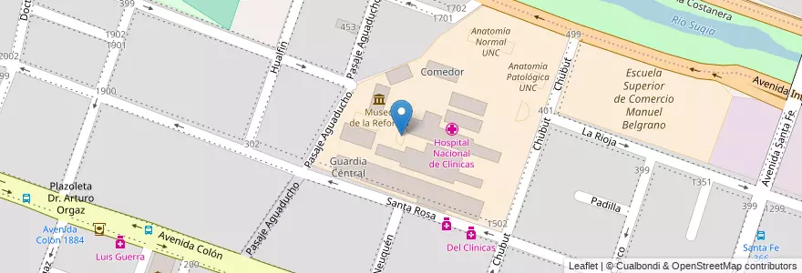Mapa de ubicacion de Aula Menor Clinicas UNC en الأرجنتين, Córdoba, Departamento Capital, Pedanía Capital, Córdoba, Municipio De Córdoba.