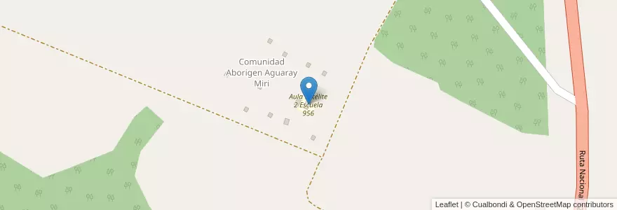 Mapa de ubicacion de Aula Satélite 2 Escuela 956 en Arjantin, Misiones, Departamento Eldorado, Municipio De Colonia Delicia.