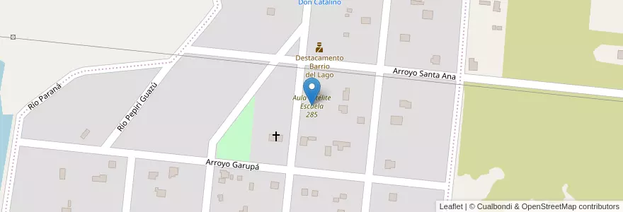Mapa de ubicacion de Aula satélite Escuela 285 en Argentinien, Misiones, Departamento Candelaria, Municipio De Candelaria.