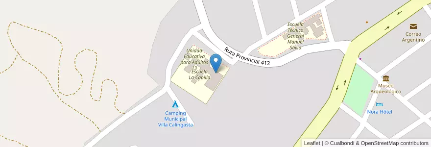 Mapa de ubicacion de Aula Satélite Unidad Educativa para Adultos 20 en Argentina, San Juan, Cile, Calingasta.
