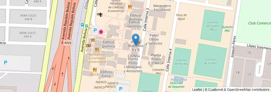 Mapa de ubicacion de Aulas Anatomia A y B en 阿根廷, Salta, Capital, Municipio De Salta, Salta.