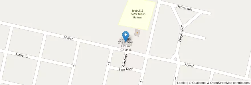 Mapa de ubicacion de Aulas del Ipea 212 Hilder Odilio Galassi en Arjantin, Córdoba, Departamento Unión, Pedanía Ascasubi, Municipio De Laborde.