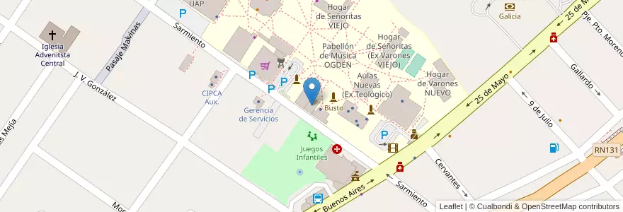Mapa de ubicacion de Aulas Humanidades en Arjantin, Entre Ríos, Departamento Diamante, Libertador San Martín, Distrito Palmar.