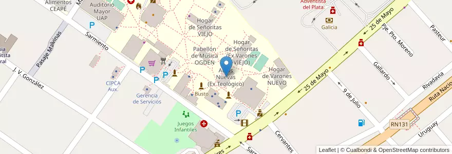 Mapa de ubicacion de Aulas Nuevas (Ex Teológico) en Argentina, Wilayah Entre Ríos, Departamento Diamante, Libertador San Martín, Distrito Palmar.
