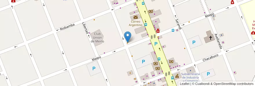 Mapa de ubicacion de Aurora Batista en アルゼンチン, ブエノスアイレス州, Partido De Merlo, Merlo.