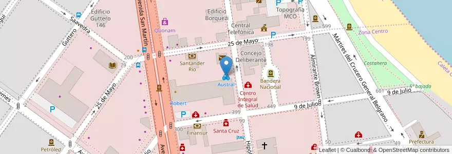 Mapa de ubicacion de Austral en Argentina, Provincia Di Santa Cruz, Cile, Mercado De La Ciudad, Deseado, Caleta Olivia.