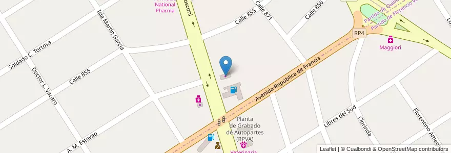 Mapa de ubicacion de Auto Bots en アルゼンチン, ブエノスアイレス州, Partido De Quilmes, Villa La Florida.