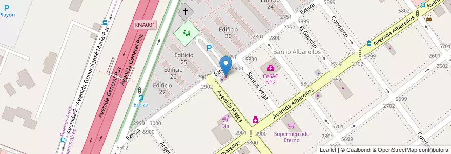Mapa de ubicacion de Auto Check, Villa Pueyrredon en الأرجنتين, بوينس آيرس, Comuna 12.