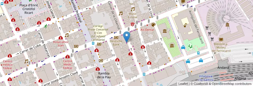 Mapa de ubicacion de Auto-escola Olivella-Vilafell en Spanje, Catalonië, Barcelona, Garraf, Vilanova I La Geltrú.
