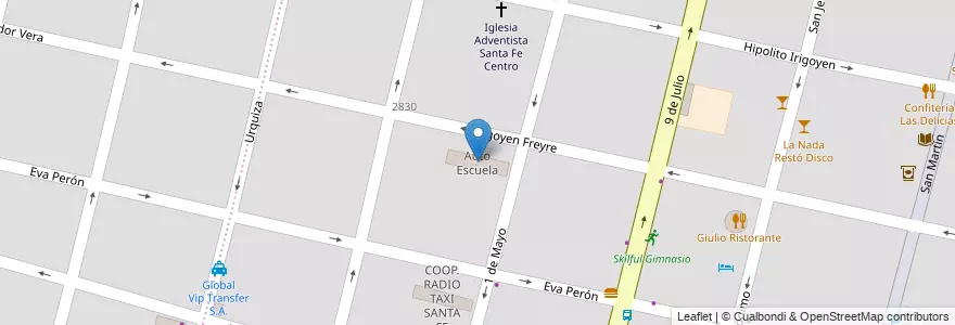 Mapa de ubicacion de Auto Escuela en Argentina, Santa Fe, Departamento La Capital, Santa Fe Capital, Santa Fe.