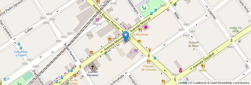 Mapa de ubicacion de Auto Express, Villa Urquiza en アルゼンチン, Ciudad Autónoma De Buenos Aires, Comuna 12, ブエノスアイレス.
