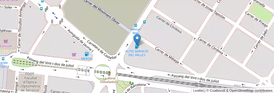 Mapa de ubicacion de AUTO SERVICIO DEL VALLES en 西班牙, Catalunya, Barcelona, Vallès Occidental, Terrassa.