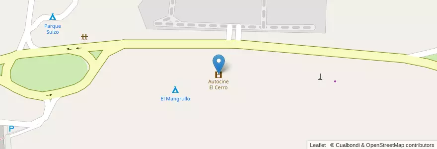 Mapa de ubicacion de Autocine El Cerro en Argentinië, Chili, Mendoza, Departamento Las Heras, Distrito El Challao.