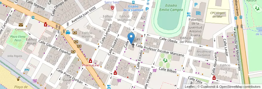 Mapa de ubicacion de Autoescuela Portocarrero en スペイン, アンダルシア州, アルメリア, アルメリア.
