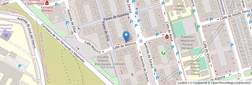 Mapa de ubicacion de Autoescuela Rivas en اسپانیا, بخش خودمختار مادرید, بخش خودمختار مادرید, Área Metropolitana De Madrid Y Corredor Del Henares, San Fernando De Henares.