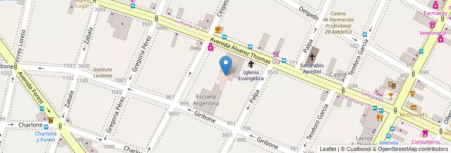 Mapa de ubicacion de Autogen, Chacarita en アルゼンチン, Ciudad Autónoma De Buenos Aires, ブエノスアイレス, Comuna 15.