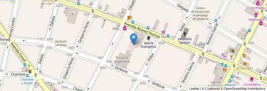 Mapa de ubicacion de Autogen, Colegiales en آرژانتین, Ciudad Autónoma De Buenos Aires, Buenos Aires, Comuna 15.