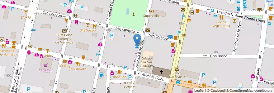 Mapa de ubicacion de AutoMendoza en アルゼンチン, チリ, メンドーサ州, Departamento Capital, Sección 2ª Barrio Cívico, Ciudad De Mendoza.