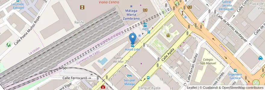 Mapa de ubicacion de Autos Lido en Espagne, Andalousie, Malaga, Málaga-Costa Del Sol, Málaga.