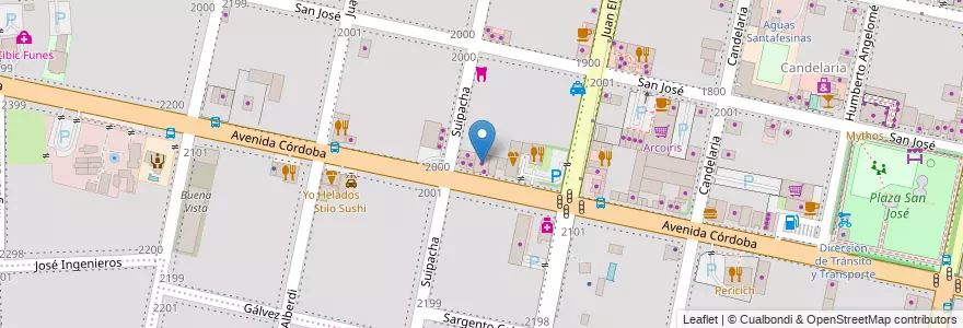 Mapa de ubicacion de Autoservicio Arlequín en 아르헨티나, Santa Fe, Departamento Rosario, Municipio De Funes, Funes.