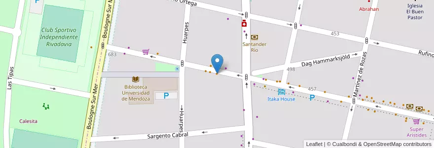 Mapa de ubicacion de autoservicio condorito en Arjantin, Şili, Mendoza, Departamento Capital, Ciudad De Mendoza, Sección 5ª Residencial Sur.