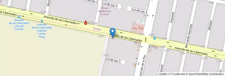 Mapa de ubicacion de Autoservicio Express en アルゼンチン, サンタフェ州, Departamento San Lorenzo, Municipio De Roldán, Roldán.