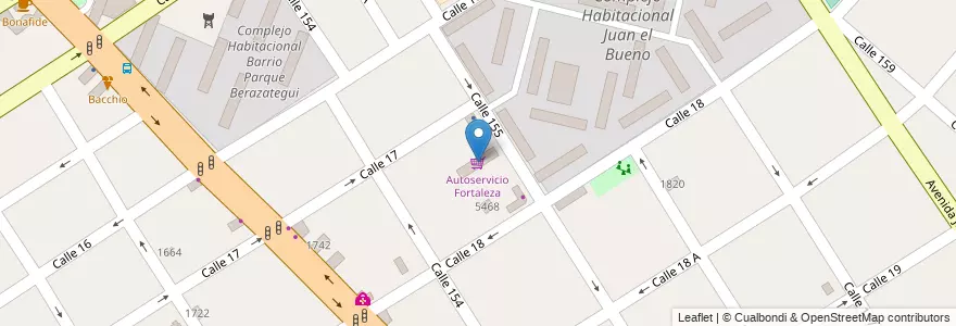 Mapa de ubicacion de Autoservicio Fortaleza en Arjantin, Buenos Aires, Partido De Berazategui, Berazategui.