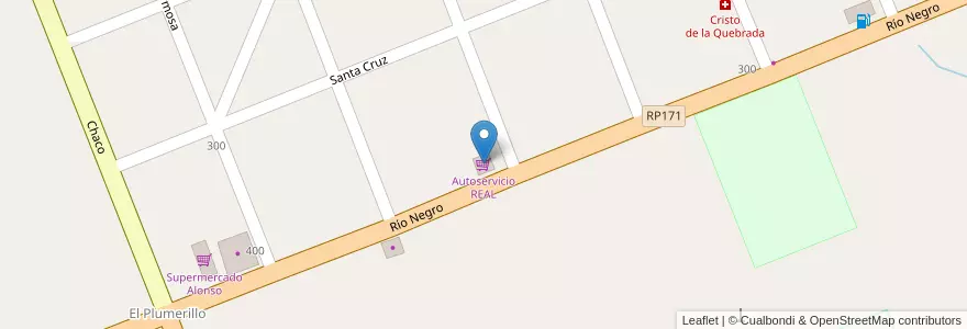 Mapa de ubicacion de Autoservicio REAL en Arjantin, Şili, Mendoza, Departamento San Rafael, Distrito Real Del Padre.